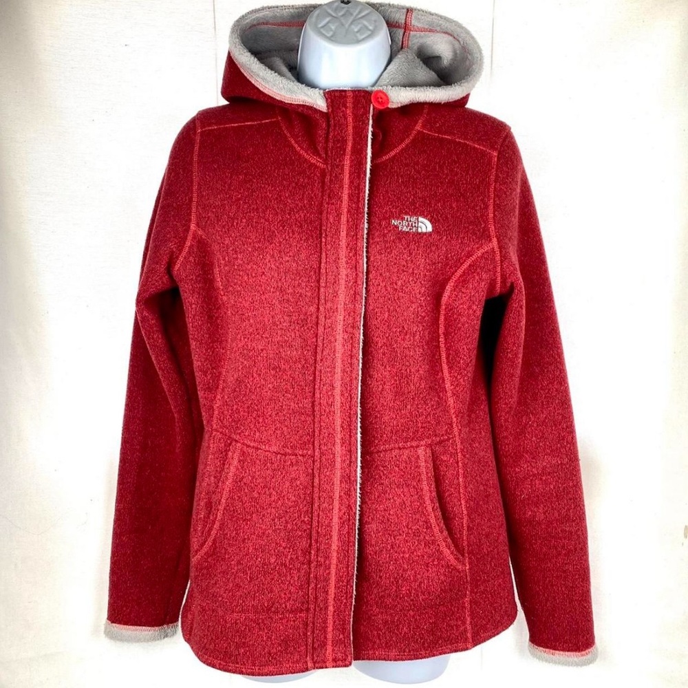 The North Face Pink Red Hooded Jacket Zip Size Small
